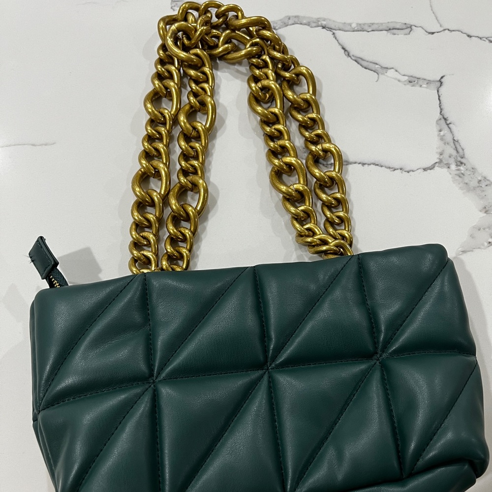 Zara green quilted bag